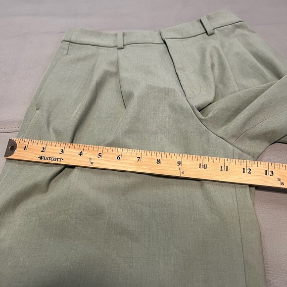 Uniqlo Smart Wide Flare Pant Pleat Sage Olive Dress Pant Baggy Trouser Y2K-S/26 - Picture 12 of 13